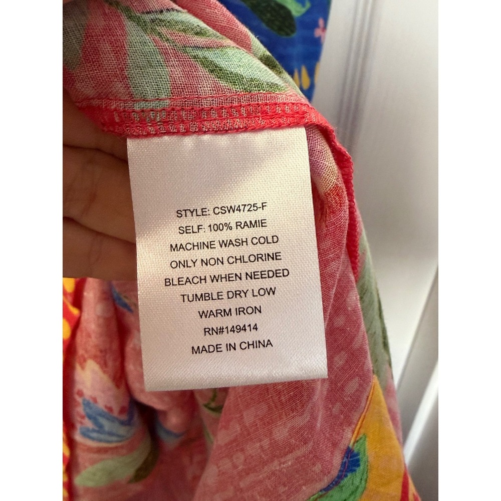 Johnny Was Roumba Maxi Dress Floral Ramie Cutout Red Multi XXL NWOT Beach - Picture 4 of 8